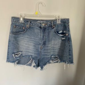 High Waist Distressed Denim Shorts